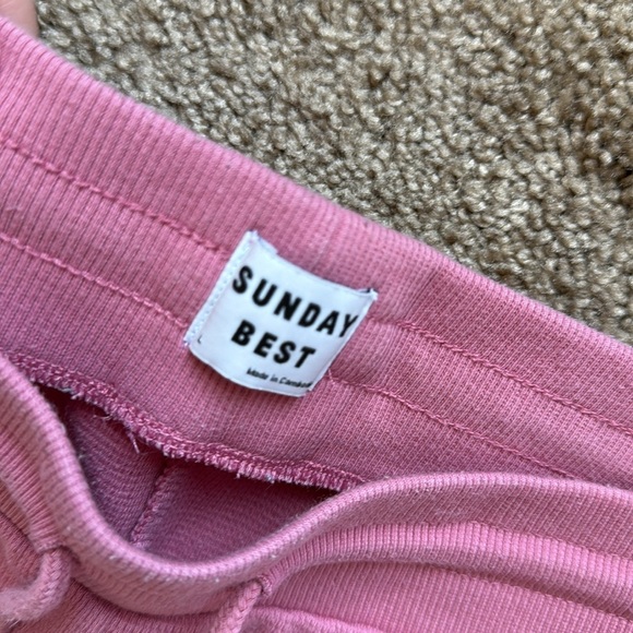 Aritzia Sunday Best Baby Waffle Knit Kick Flare Pink Y2K Lounge Sweat Pants - Picture 3 of 11